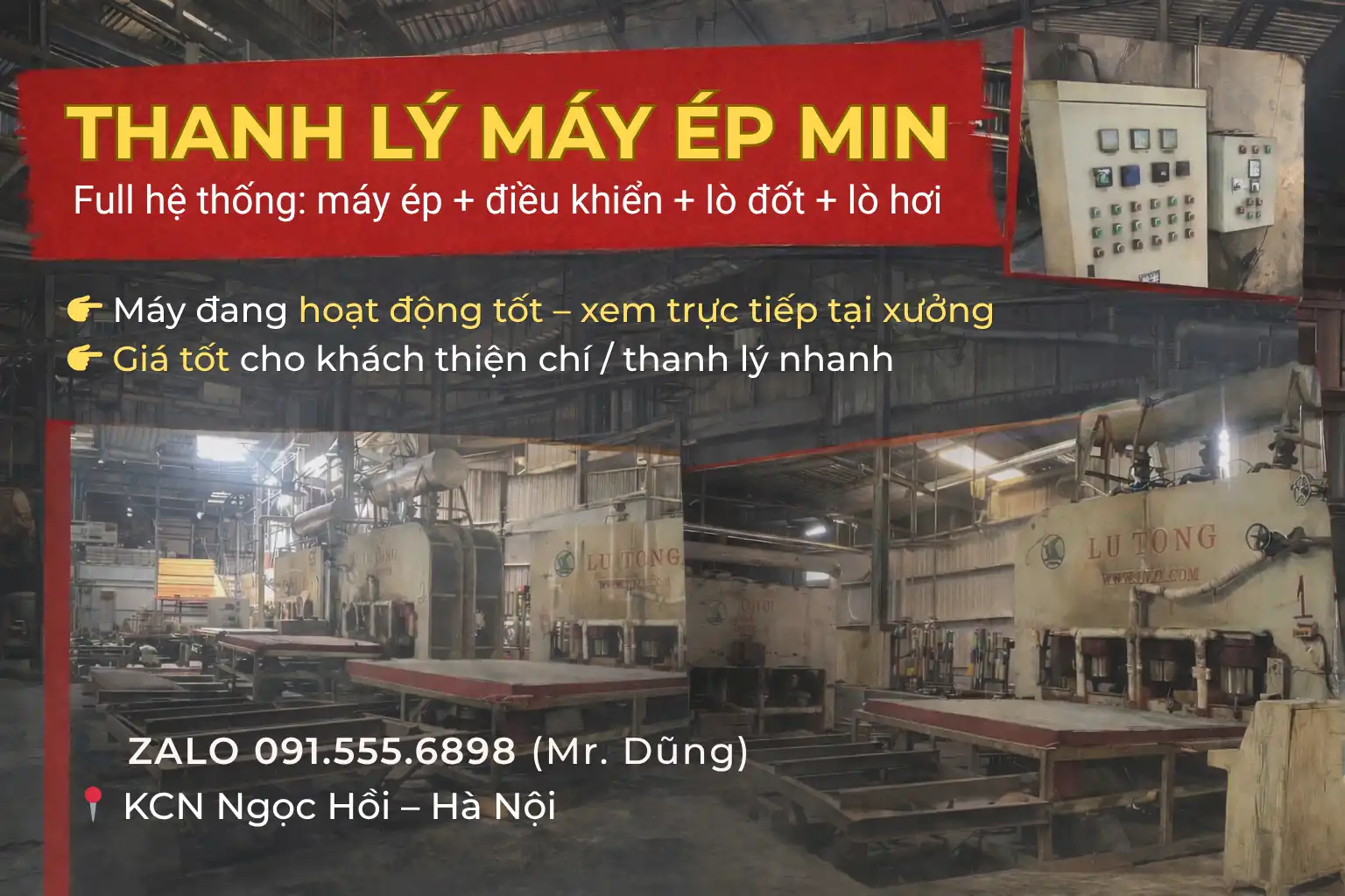 Thông báo Thanh lý máy ép min Tân Đại An